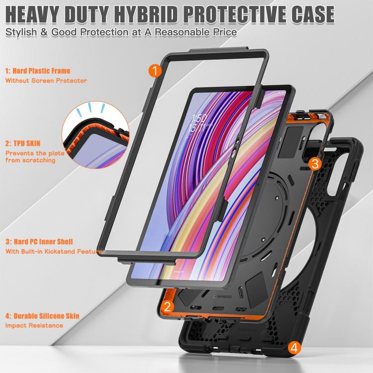 For Xiaomi Redmi Pad Pro 12.1 Silicone Hybrid PC Tablet Case with Holder & Shoulder Strap