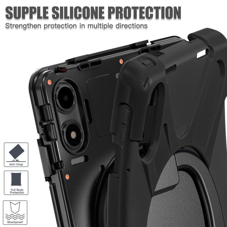 For Xiaomi Redmi Pad Pro 12.1 Silicone Hybrid PC Tablet Case with Holder & Shoulder Strap