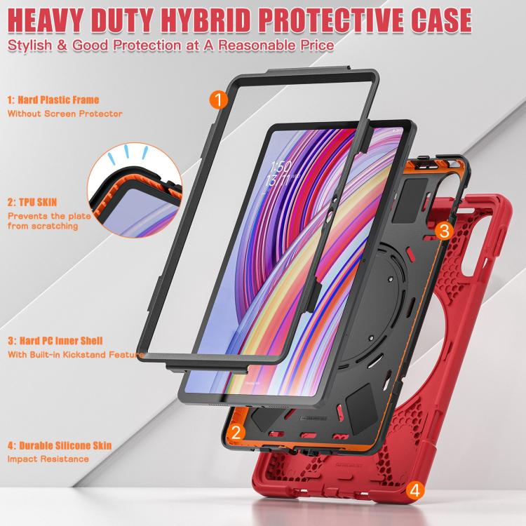 For Xiaomi Redmi Pad Pro 12.1 Silicone Hybrid PC Tablet Case with Holder & Shoulder Strap