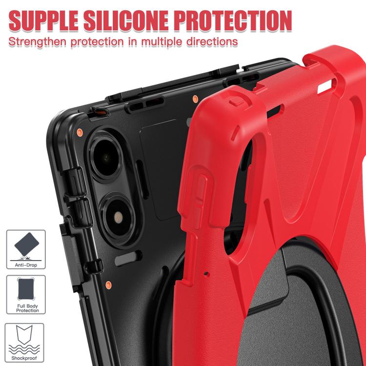 For Xiaomi Redmi Pad Pro 12.1 Silicone Hybrid PC Tablet Case with Holder & Shoulder Strap