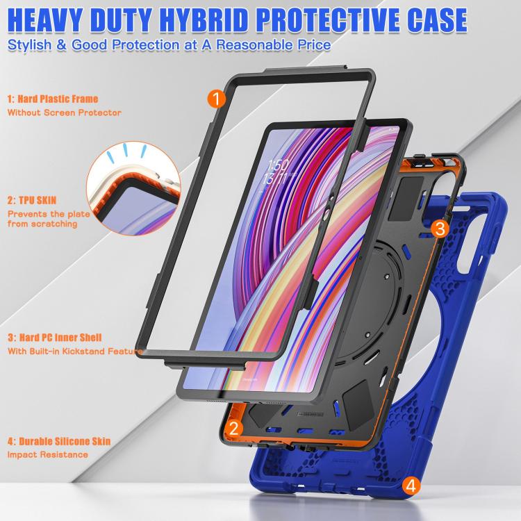 For Xiaomi Redmi Pad Pro 12.1 Silicone Hybrid PC Tablet Case with Holder & Shoulder Strap