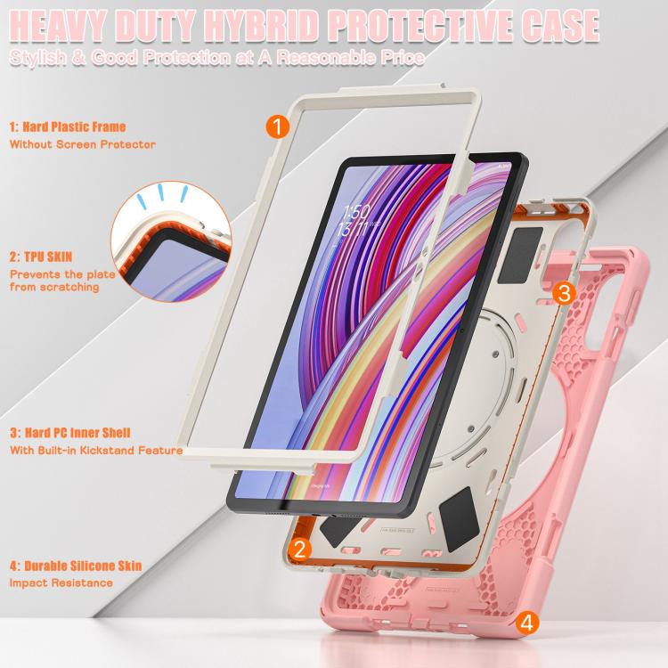 For Xiaomi Redmi Pad Pro 12.1 Silicone Hybrid PC Tablet Case with Holder & Shoulder Strap
