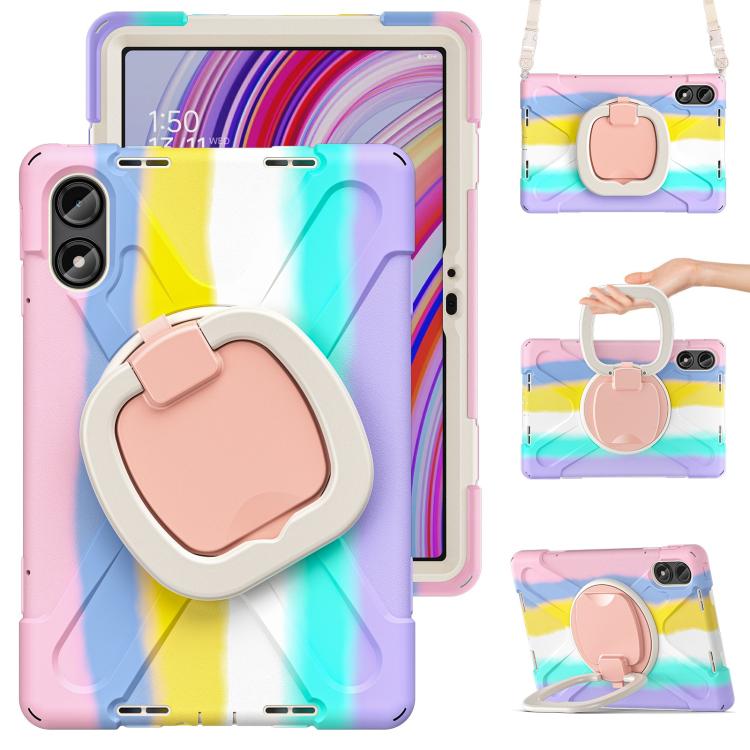 For Xiaomi Redmi Pad Pro 12.1 Silicone Hybrid PC Tablet Case with Holder & Shoulder Strap