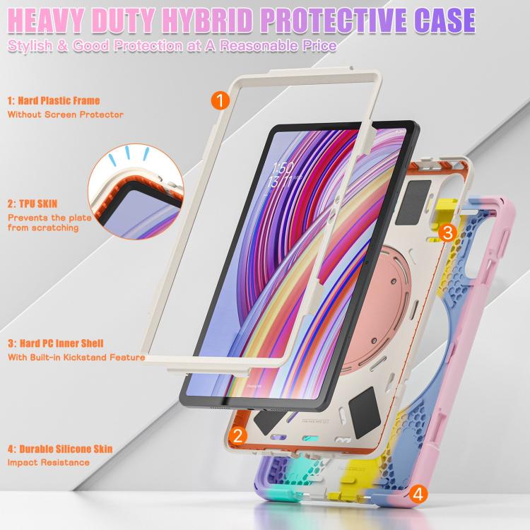 For Xiaomi Redmi Pad Pro 12.1 Silicone Hybrid PC Tablet Case with Holder & Shoulder Strap