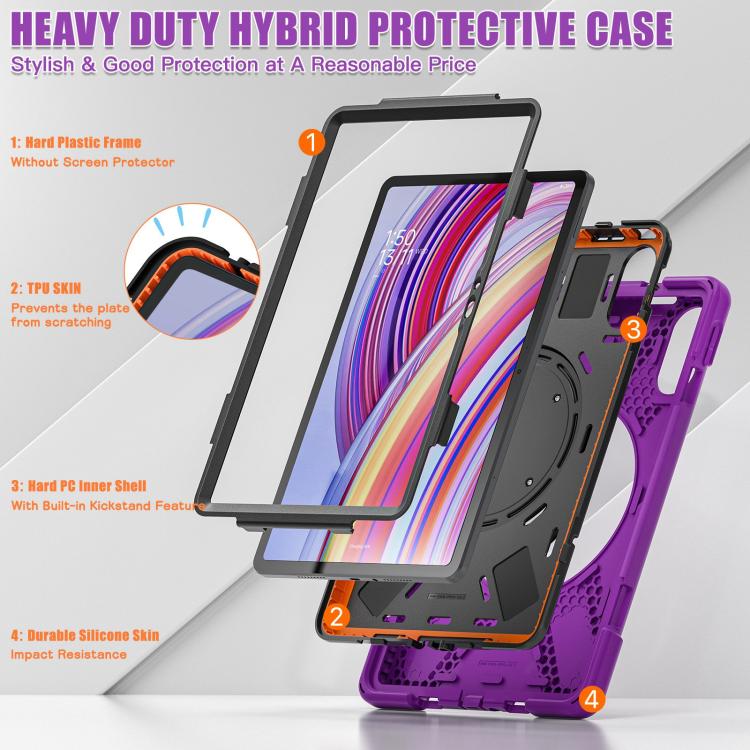 For Xiaomi Redmi Pad Pro 12.1 Silicone Hybrid PC Tablet Case with Holder & Shoulder Strap