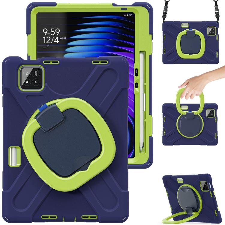For Xiaomi Pad 7 / 7 Pro Silicone Hybrid PC Tablet Case with Holder & Shoulder Strap