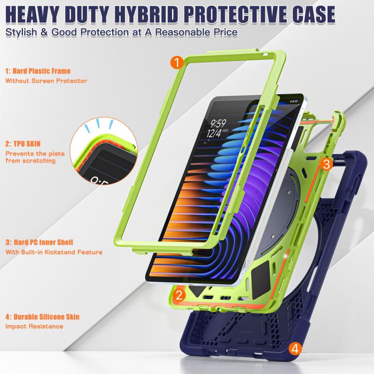 For Xiaomi Pad 7 / 7 Pro Silicone Hybrid PC Tablet Case with Holder & Shoulder Strap