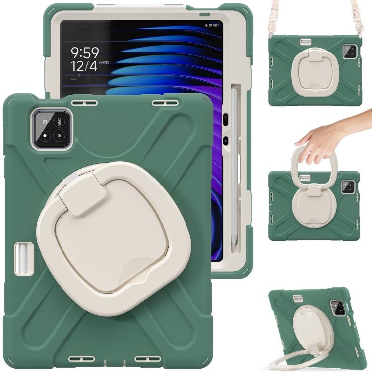 For Xiaomi Pad 7 / 7 Pro Silicone Hybrid PC Tablet Case with Holder & Shoulder Strap