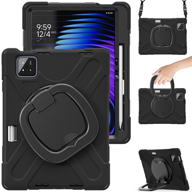For Xiaomi Pad 7 / 7 Pro Silicone Hybrid PC Tablet Case with Holder & Shoulder Strap