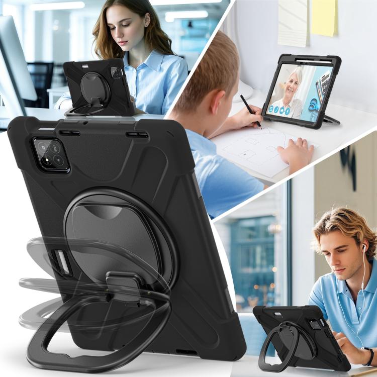 For Xiaomi Pad 7 / 7 Pro Silicone Hybrid PC Tablet Case with Holder & Shoulder Strap