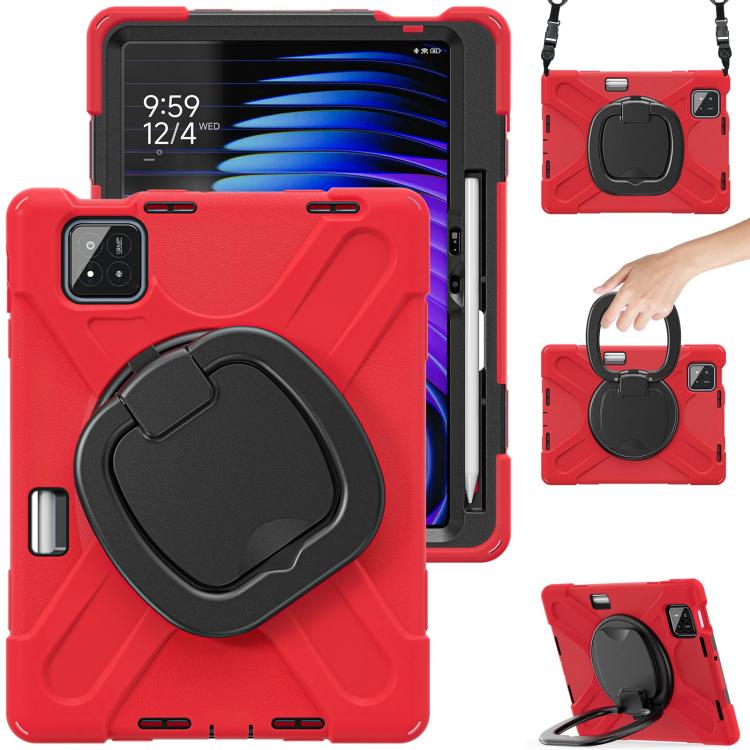For Xiaomi Pad 7 / 7 Pro Silicone Hybrid PC Tablet Case with Holder & Shoulder Strap