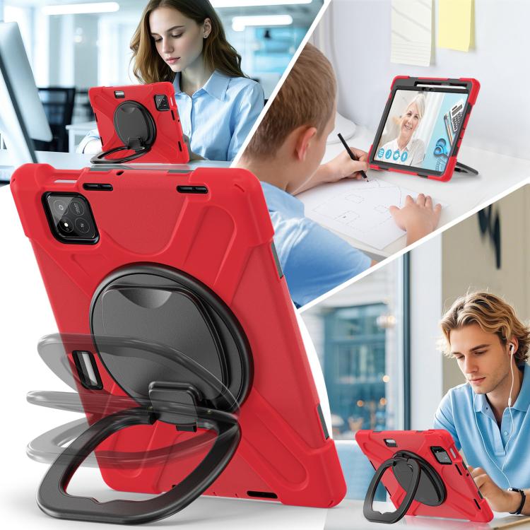 For Xiaomi Pad 7 / 7 Pro Silicone Hybrid PC Tablet Case with Holder & Shoulder Strap