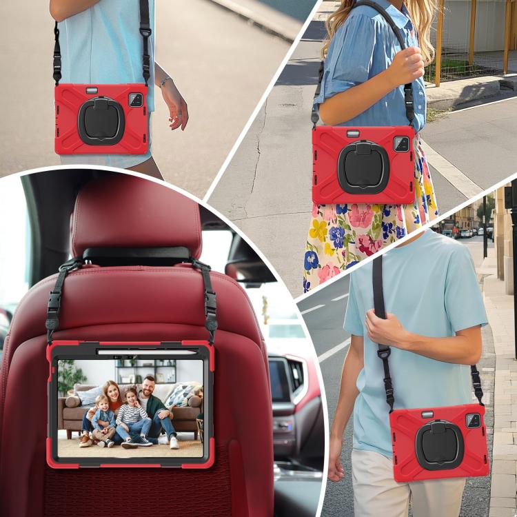 For Xiaomi Pad 7 / 7 Pro Silicone Hybrid PC Tablet Case with Holder & Shoulder Strap