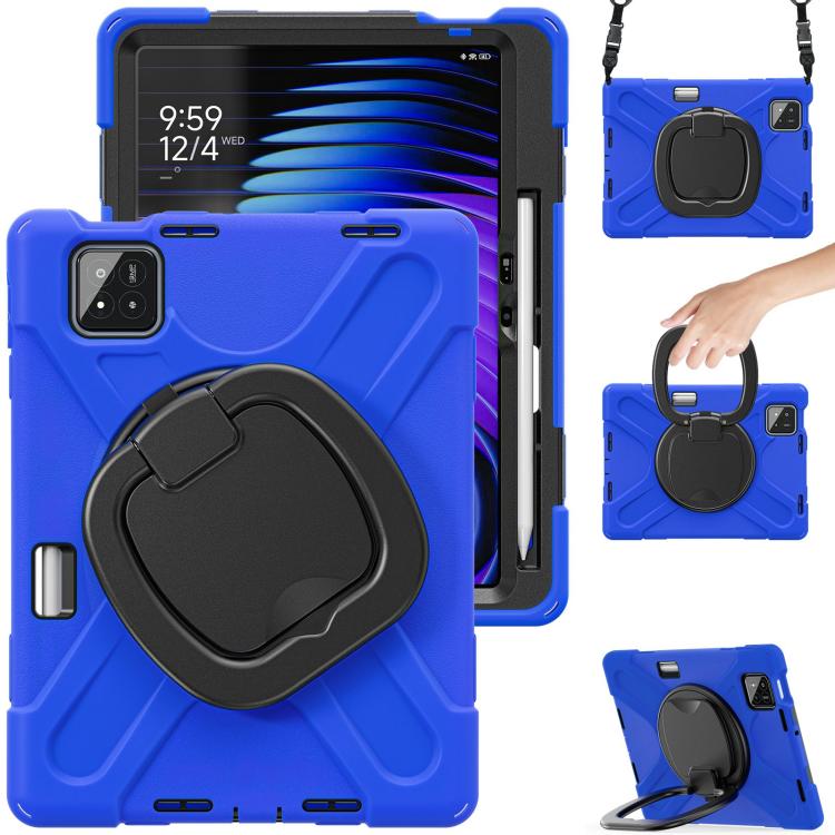 For Xiaomi Pad 7 / 7 Pro Silicone Hybrid PC Tablet Case with Holder & Shoulder Strap