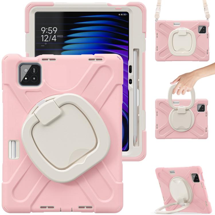 For Xiaomi Pad 7 / 7 Pro Silicone Hybrid PC Tablet Case with Holder & Shoulder Strap