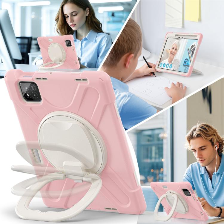 For Xiaomi Pad 7 / 7 Pro Silicone Hybrid PC Tablet Case with Holder & Shoulder Strap