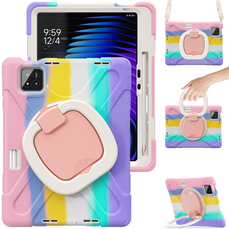 For Xiaomi Pad 7 / 7 Pro Silicone Hybrid PC Tablet Case with Holder & Shoulder Strap