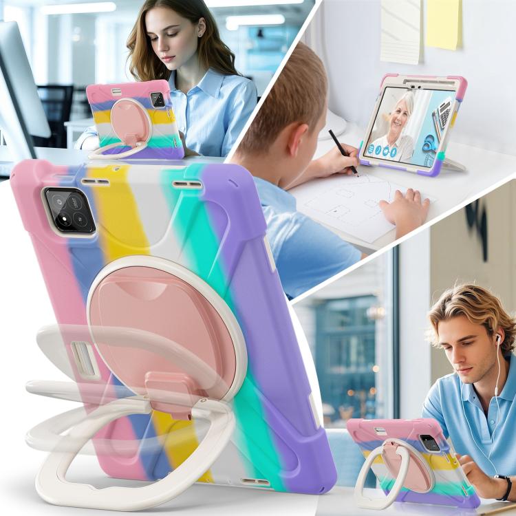 For Xiaomi Pad 7 / 7 Pro Silicone Hybrid PC Tablet Case with Holder & Shoulder Strap