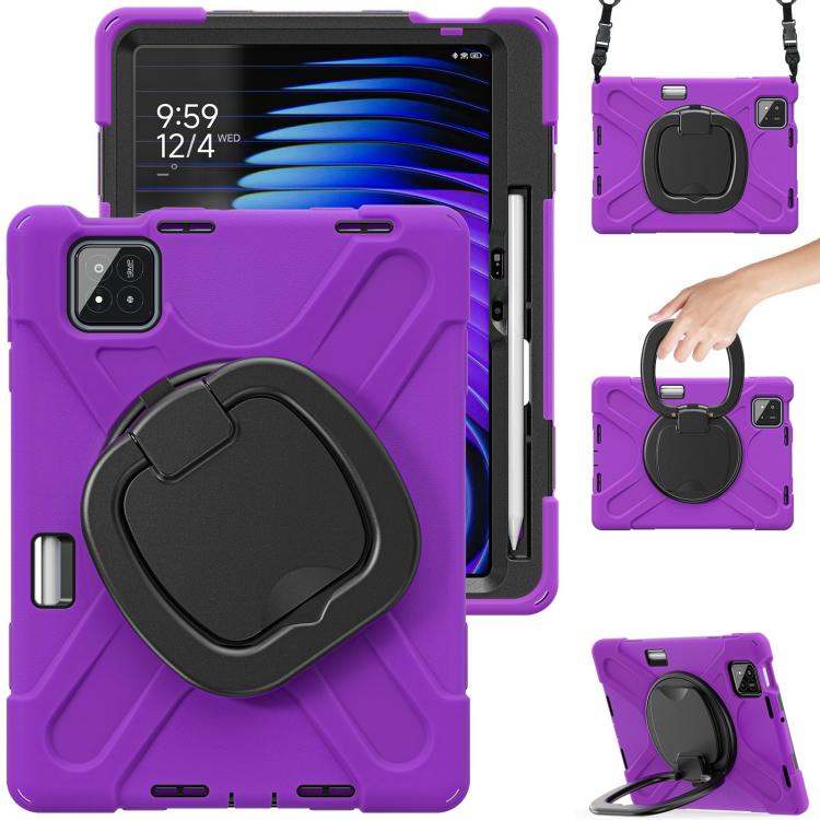 For Xiaomi Pad 7 / 7 Pro Silicone Hybrid PC Tablet Case with Holder & Shoulder Strap