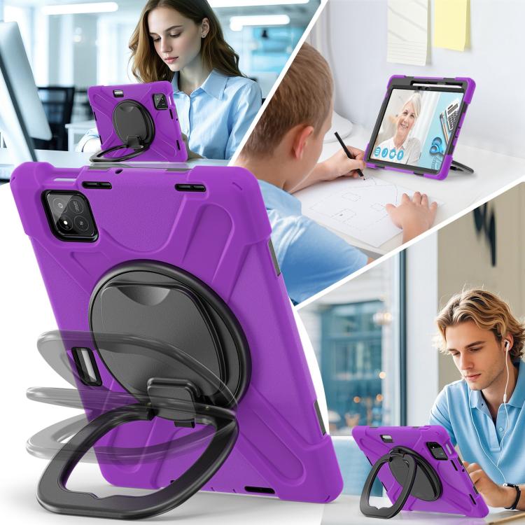 For Xiaomi Pad 7 / 7 Pro Silicone Hybrid PC Tablet Case with Holder & Shoulder Strap
