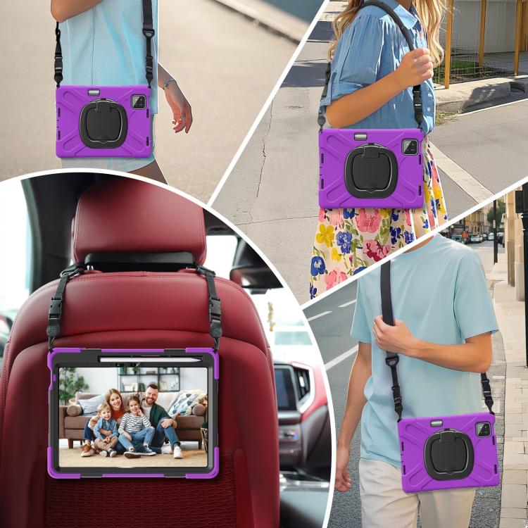 For Xiaomi Pad 7 / 7 Pro Silicone Hybrid PC Tablet Case with Holder & Shoulder Strap