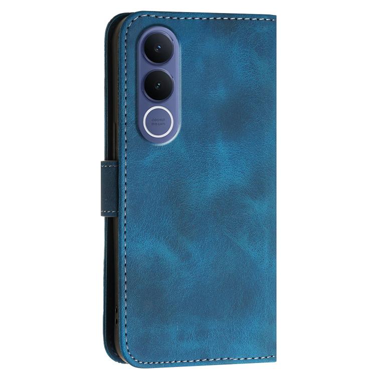 For vivo V70 FE 5G Grid Butterfly Embossed Pattern Leather Phone Case with Lanyard