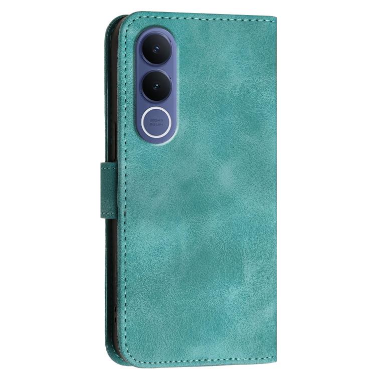 For vivo V70 FE 5G Grid Butterfly Embossed Pattern Leather Phone Case with Lanyard