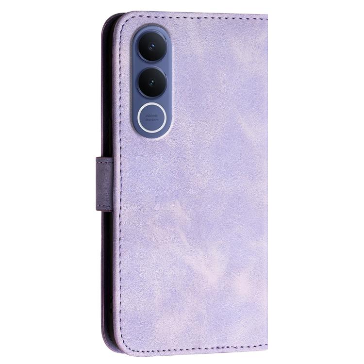 For vivo V70 FE 5G Grid Butterfly Embossed Pattern Leather Phone Case with Lanyard