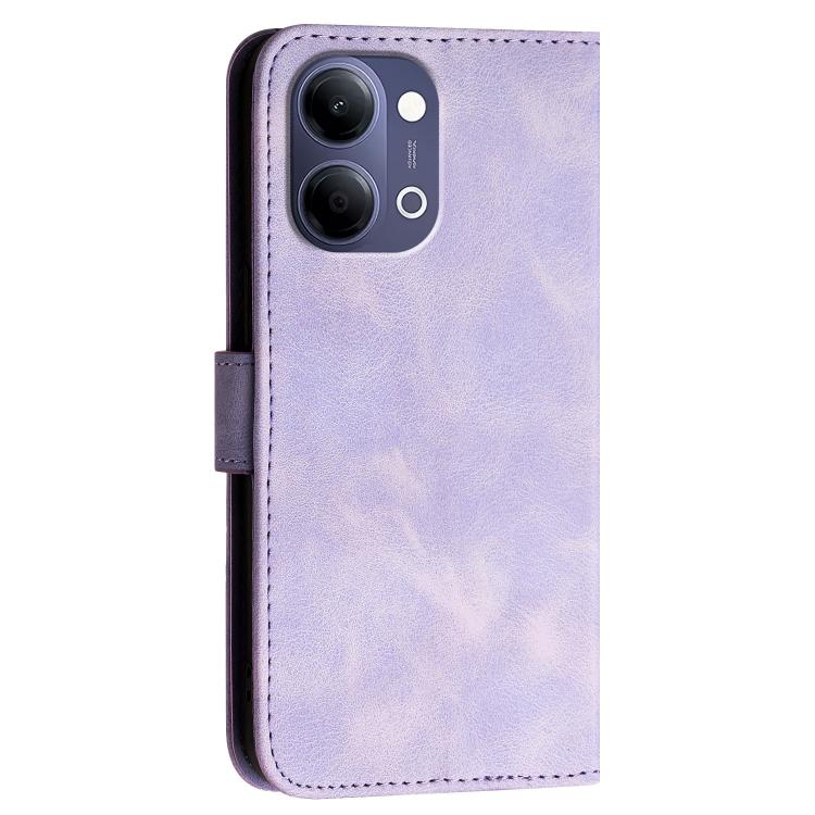 For vivo Y21 5G 2026 / Y05 4G Grid Butterfly Embossed Pattern Leather Phone Case with Lanyard