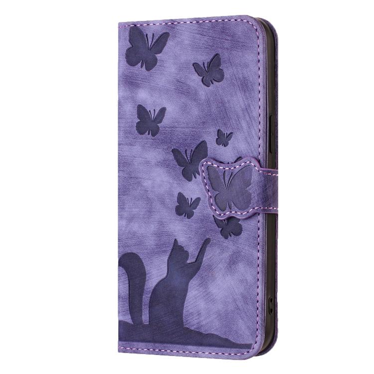 For Samsung Galaxy A56 5G Butterfly Cat Embossing Flip Leather Phone Case