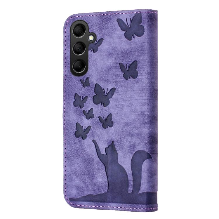 For Samsung Galaxy A56 5G Butterfly Cat Embossing Flip Leather Phone Case