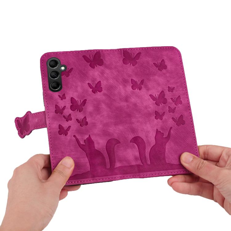 For Samsung Galaxy A56 5G Butterfly Cat Embossing Flip Leather Phone Case