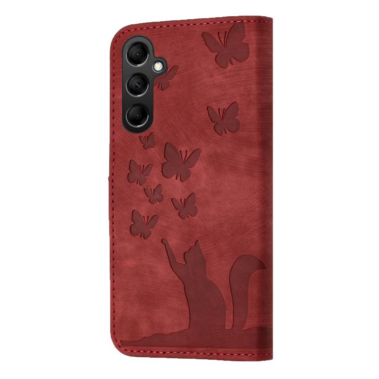 For Samsung Galaxy A36 5G Butterfly Cat Embossing Flip Leather Phone Case