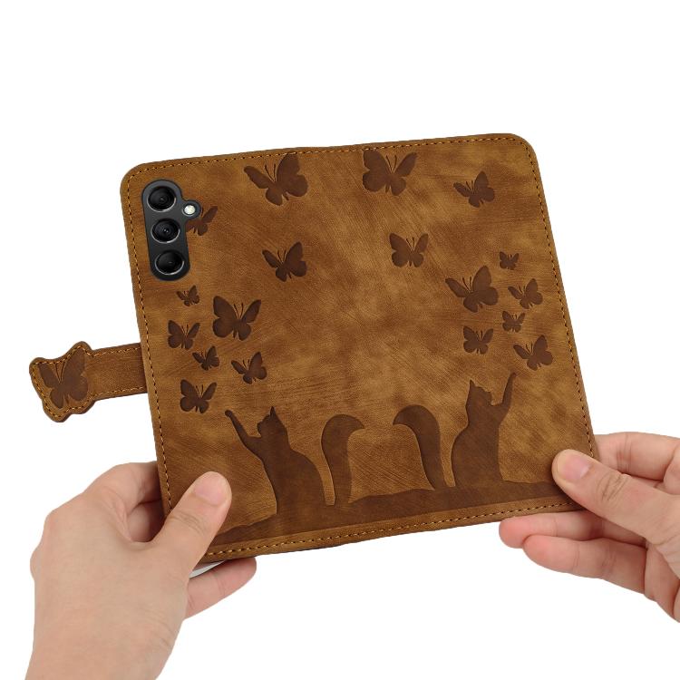 For Samsung Galaxy A36 5G Butterfly Cat Embossing Flip Leather Phone Case