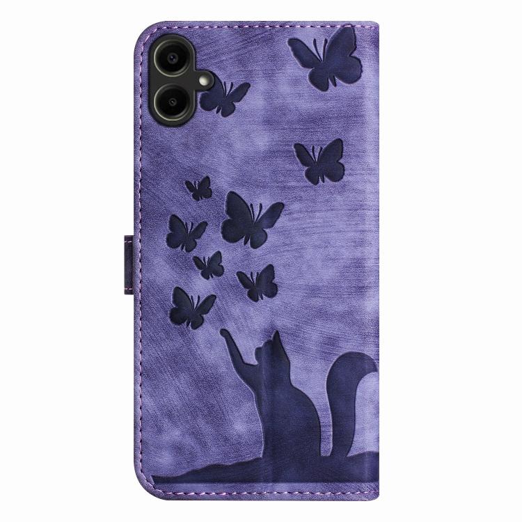 For Samsung Galaxy A07 4G / A06 4G Butterfly Cat Embossing Flip Leather Phone Case