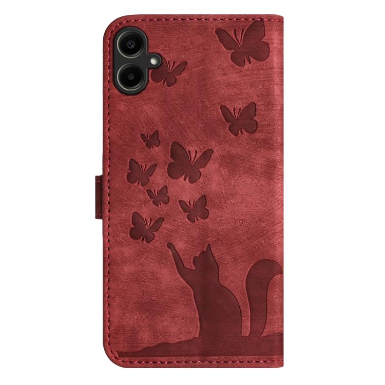 For Samsung Galaxy A07 4G / A06 4G Butterfly Cat Embossing Flip Leather Phone Case