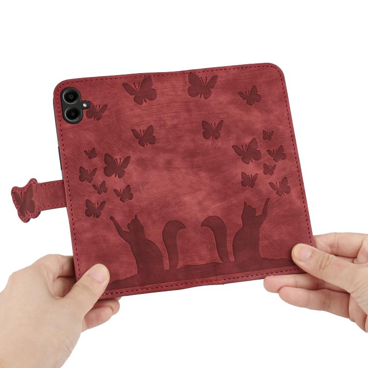For Samsung Galaxy A07 4G / A06 4G Butterfly Cat Embossing Flip Leather Phone Case