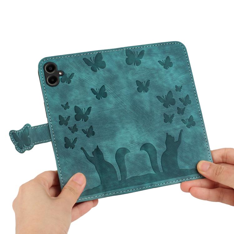 For Samsung Galaxy A07 4G / A06 4G Butterfly Cat Embossing Flip Leather Phone Case