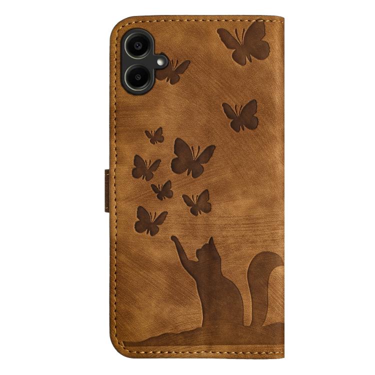 For Samsung Galaxy A07 4G / A06 4G Butterfly Cat Embossing Flip Leather Phone Case