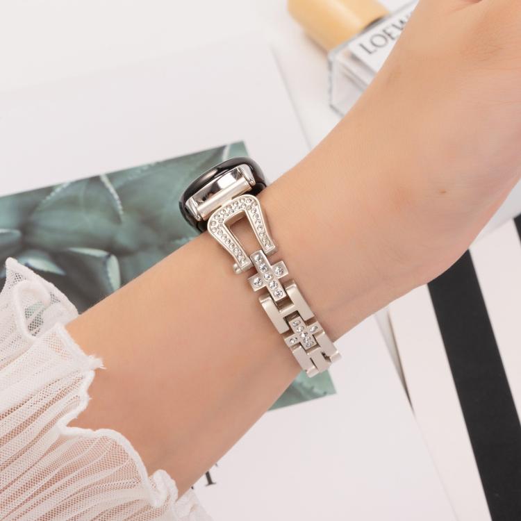 For Xiaomi Smart Band 9 / 8 U-shaped Diamond Bracelet Metal Watch Band