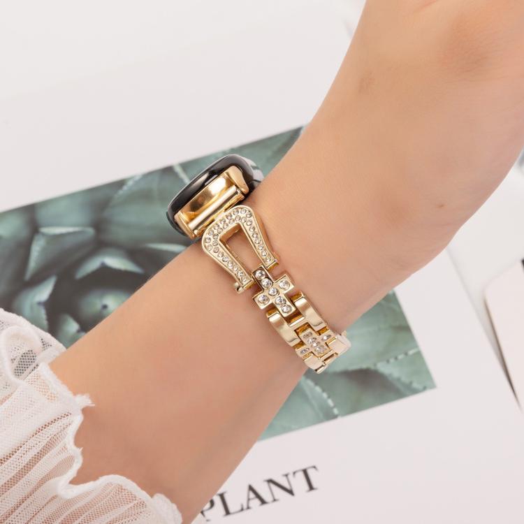 For Xiaomi Smart Band 9 / 8 U-shaped Diamond Bracelet Metal Watch Band