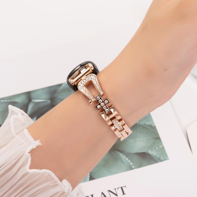 For Xiaomi Smart Band 9 / 8 U-shaped Diamond Bracelet Metal Watch Band