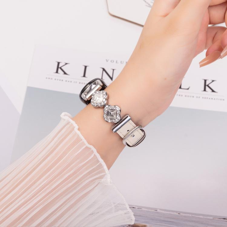 For Xiaomi Smart Band 9 / 8 Metal Diamond Leather Bracelet Watch Band