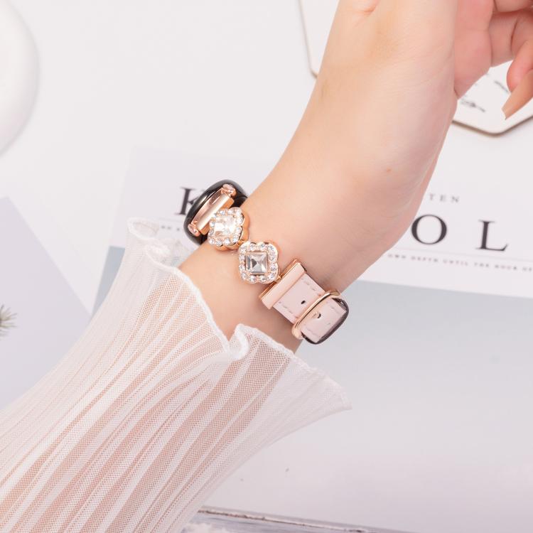 For Xiaomi Smart Band 9 / 8 Metal Diamond Leather Bracelet Watch Band