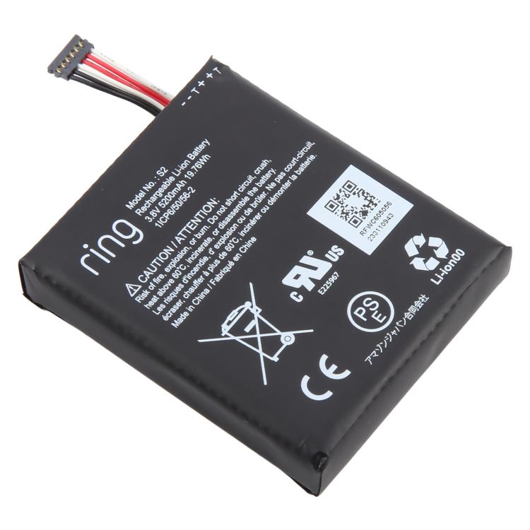 For Ring Video Doorbell Ring S2 5200mAh Battery Replacement
