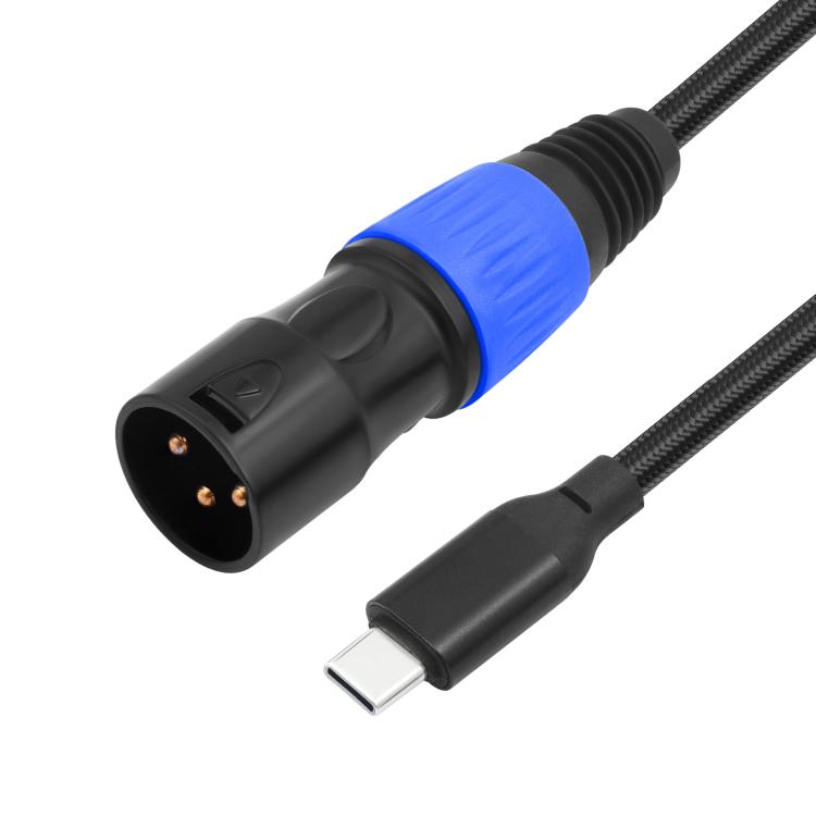 TY015 Type-C Male to XLR Male Stereo Output Audio Cable, Length:3m - Black Blue