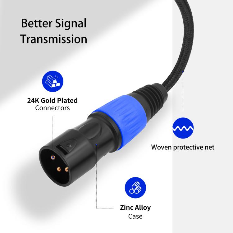 TY015 Type-C Male to XLR Male Stereo Output Audio Cable, Length:3m - Black Blue