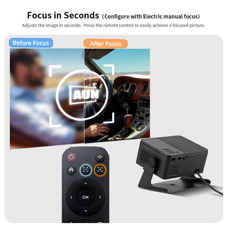 AUN A32 1280x720P 200ANSI D3100 CPU WIFI Display Smart Projector, UK Plug - Black