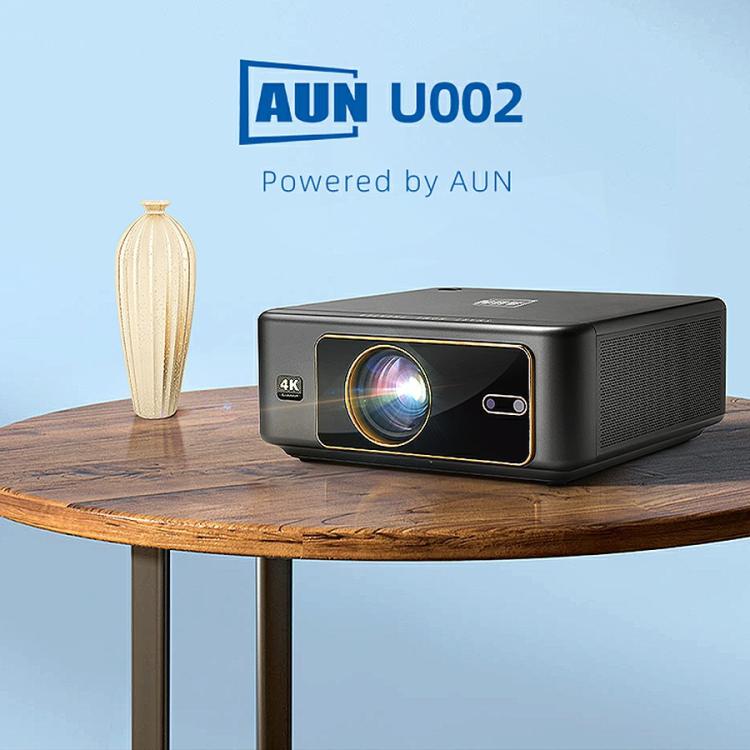 AUN U002 1920x1080P 970ANSI Android 12 Home Theater Smart Projector, UK Plug - Dark Grey