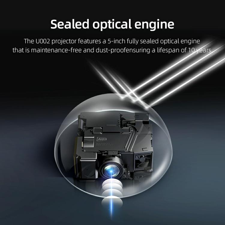 AUN U002 1920x1080P 970ANSI Android 12 Home Theater Smart Projector, UK Plug - Dark Grey